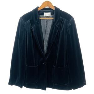 Vintage 80s Devon Velvet Blazer Oversized Jacket Black - 14